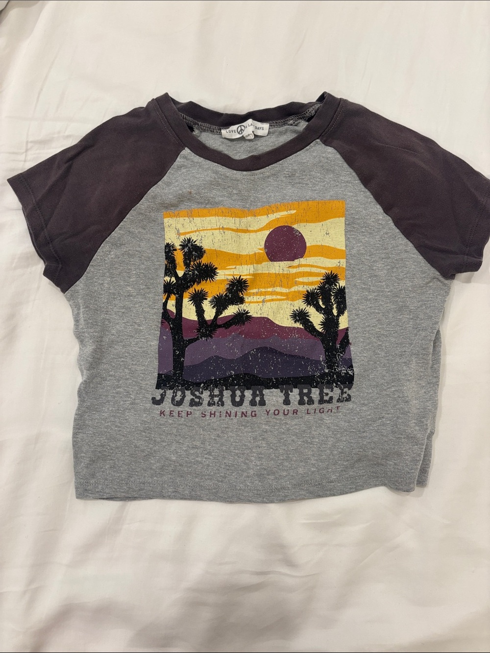 Graphic Tee - Gray & Dark Purple crop top
